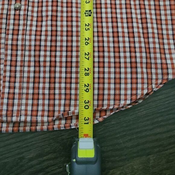 Charter Club L 100% Cotton Orange White Plaid Long Sleeve Button Down Shirt - Picture 10 of 10